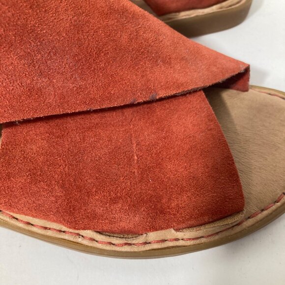 Womens Born IWA Suede Croosover Open Toe‎ Flat Sandals Rust 7 - Picture 6 of 10